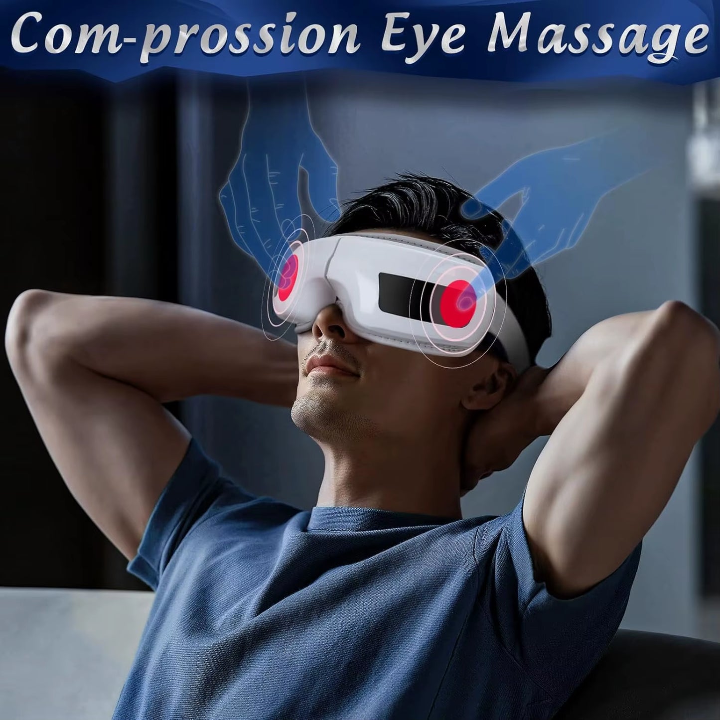 Heated Air Compression Eye Massager Mask with 180 Folding Design 5 Massage Modes Music-Complimentary Eye Care Gift