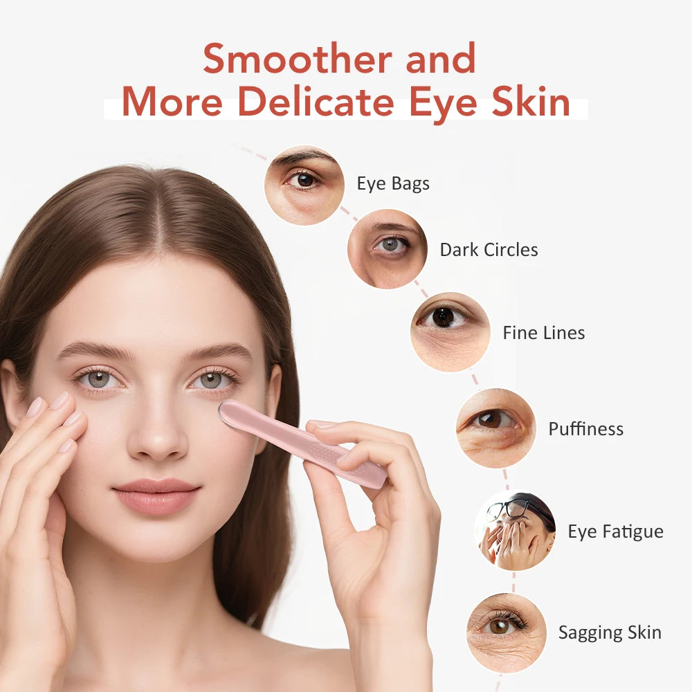 Facial Beauty Device Eye Massager Wand 3 Hot Compress Vibration Skin Care Tool for Relax Eye Dark Circles Eye Bags Puffiness