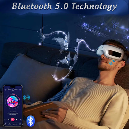 Heated Air Compression Eye Massager Mask with 180 Folding Design 5 Massage Modes Music-Complimentary Eye Care Gift