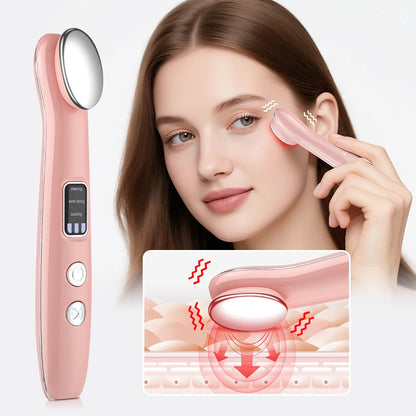 Facial Beauty Device Eye Massager Wand 3 Hot Compress Vibration Skin Care Tool for Relax Eye Dark Circles Eye Bags Puffiness
